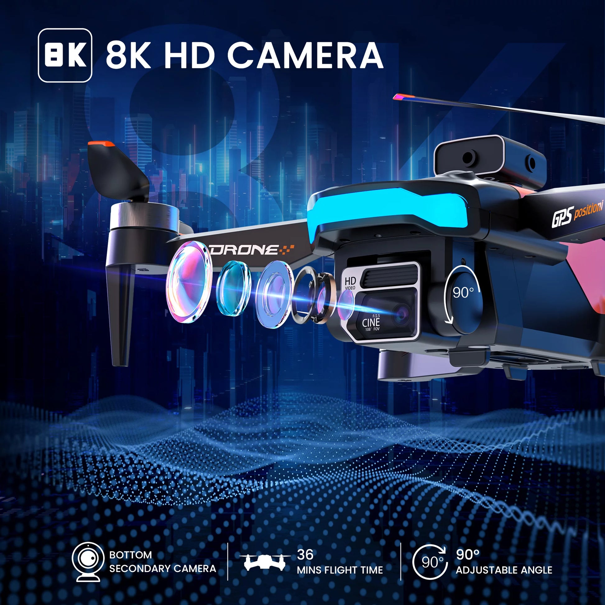Elevate Your Aerial Adventures with the D99 GPS Drone: 8K UHD Camera, Foldable Design, Perfect for Beginners and Enthusiasts!