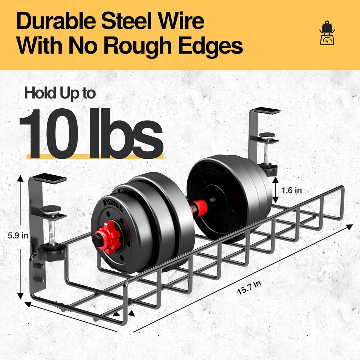 Under Desk Cable Management Tray,  Upgraded Wire Management No Drill, Cable Tray with Clamp for Desk Wire Management, Computer Cable Rack for Office, Home - No Damage to Desk
